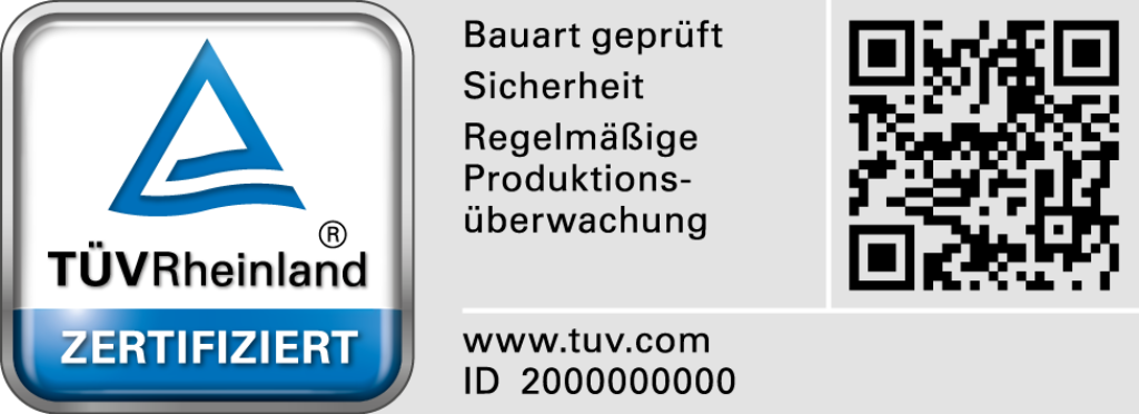 TÜV Rheinland Prüfzeichen Bauart QR Code