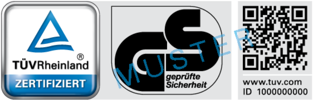 Das Geprüfte Sicherheit Logo von TÜV Rheinland Logo GS-Zeichen TÜV Rheinland