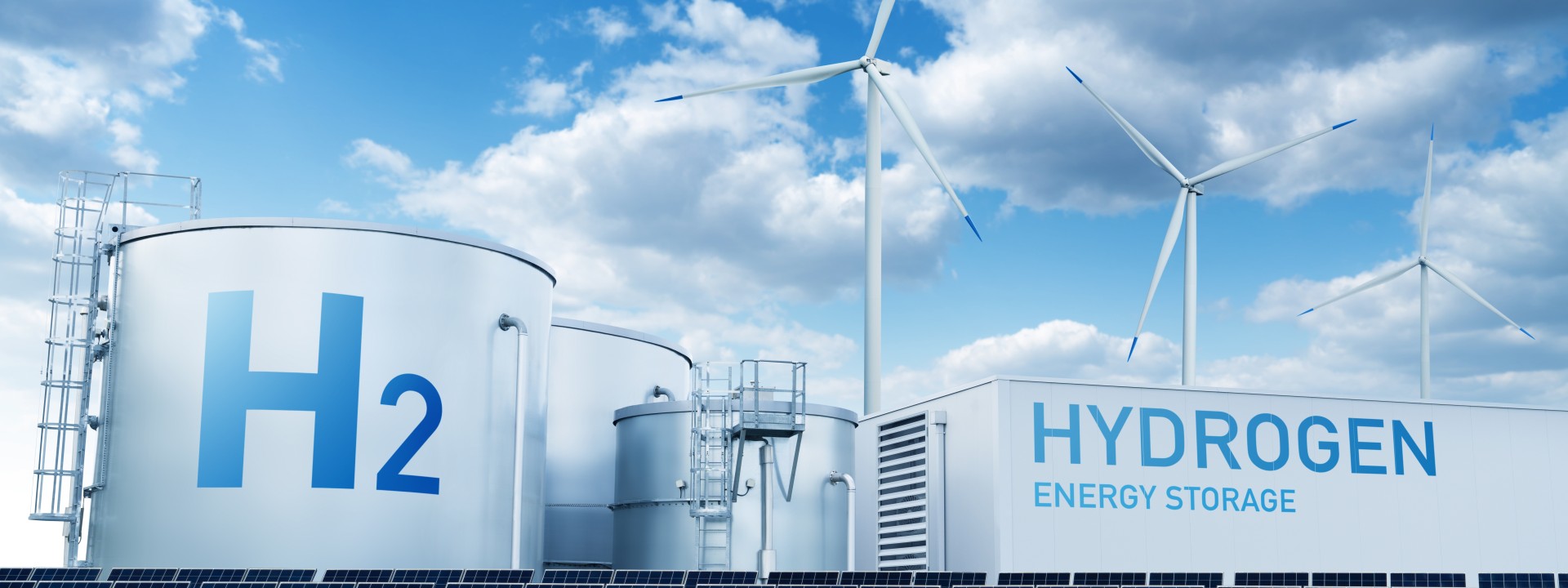 Konzept einer Wasserstofffabrik zur Produktion von grünem Wasserstoff mit erneuerbaren Energien