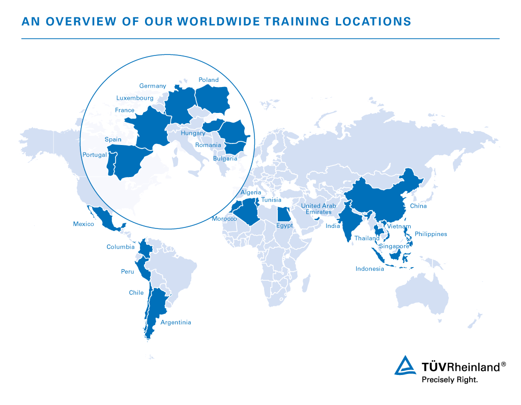 An overview of our worldwide training locations | TÜV Rheinland