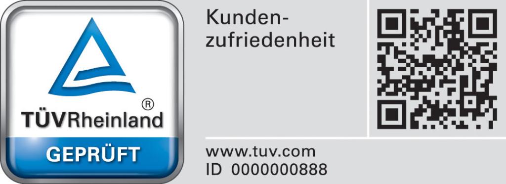 Prüfzeichen TÜV Rheinland Kundenzufriedenheit