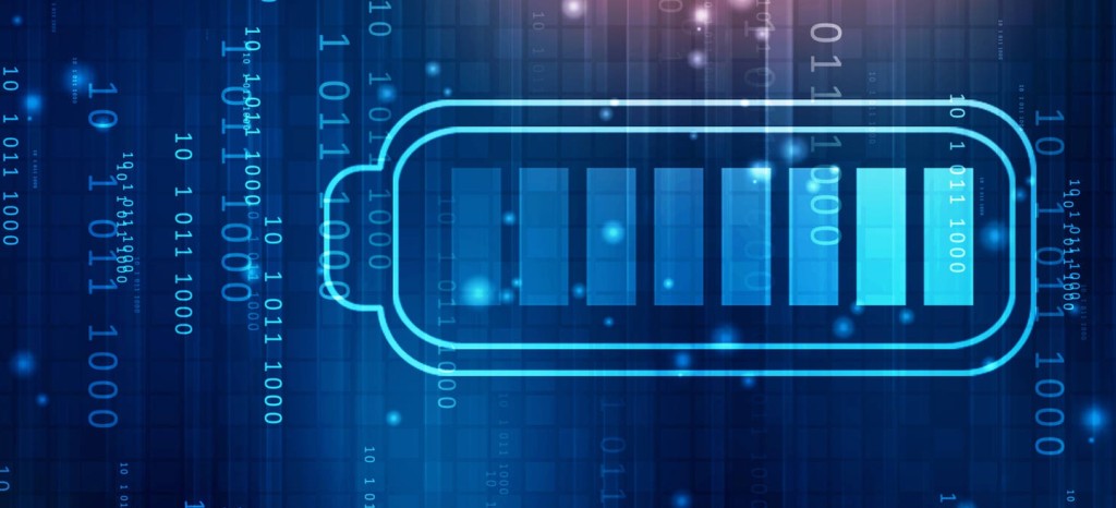 Schematyczny rysunek baterii na cyfrowym tle